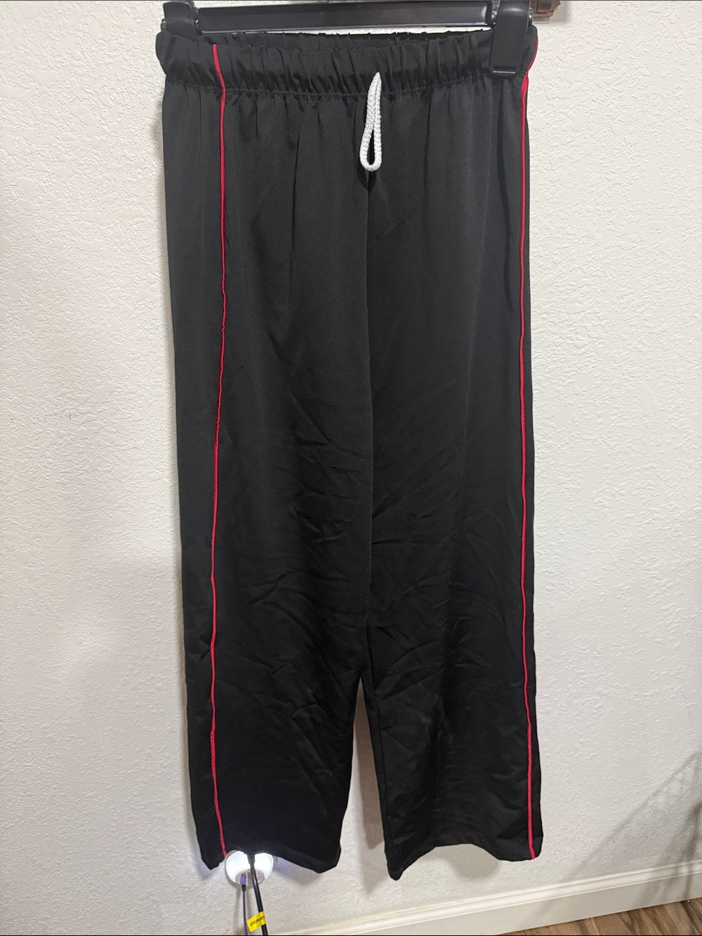 Black Track Joggers with Red Side Piping